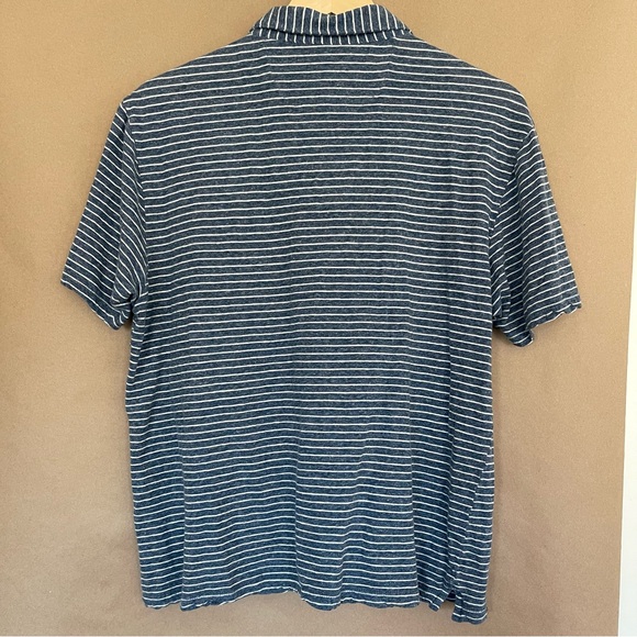 johnnie-O Brewster Linen Blend Striped Polo Medium in Lake - Picture 2 of 6